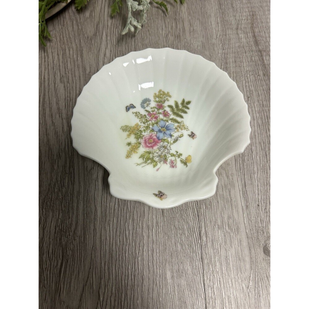 Vintage Fern San Francisco Porcelain Soap Dish Trinket Dish Flowers Butterflies